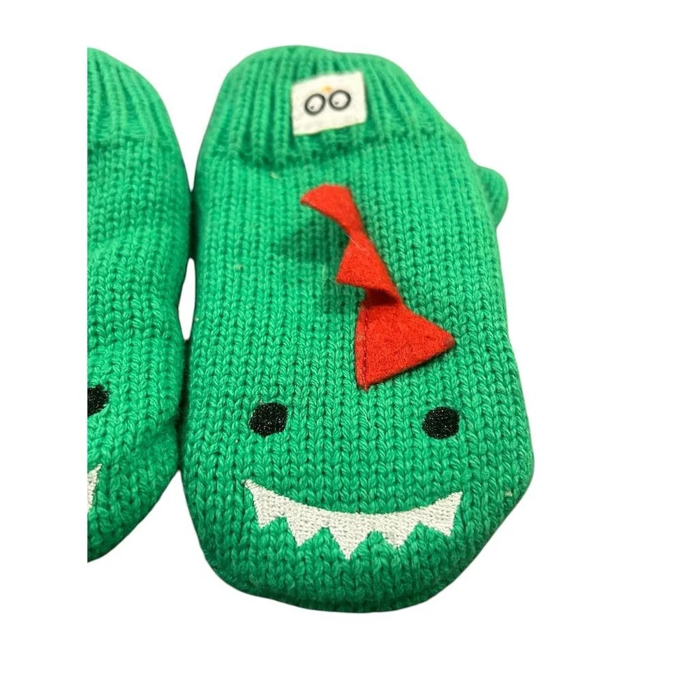 Zoocchini Devin The Dinosaur Green Knit Mittens 6-12 Months